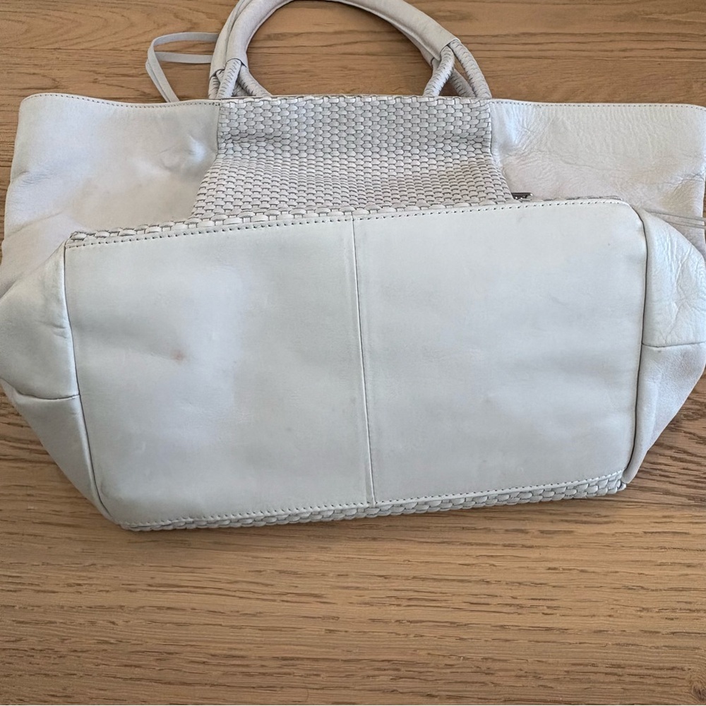 Christopher Kon Woven Leather White Tote Bag - Picture 12 of 15